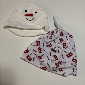 Infant beanies Boston Red Sox and carters snowman cap